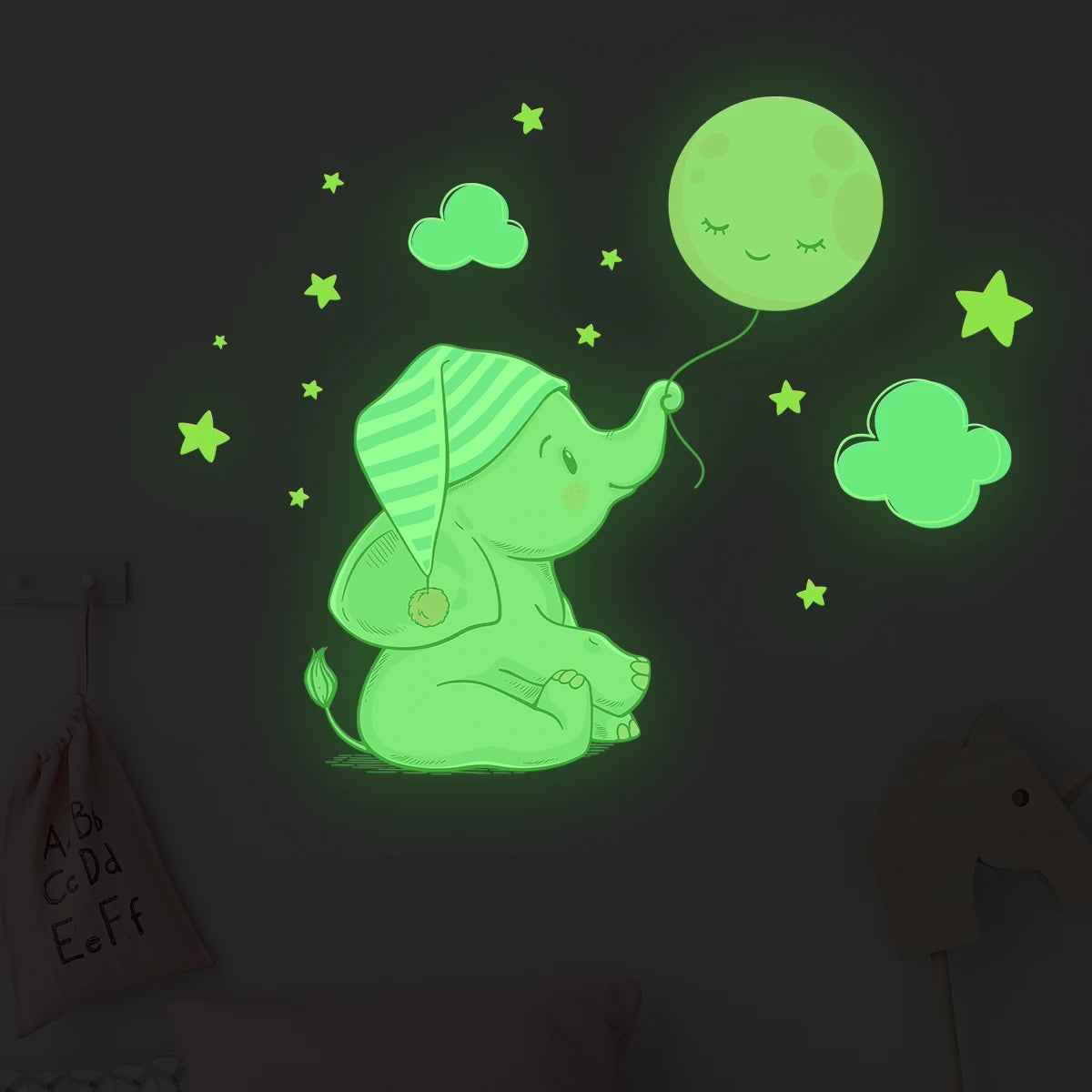 GlowElephant™ Schattige Olifant Ballon Ster Muurstickers - LittleWonders