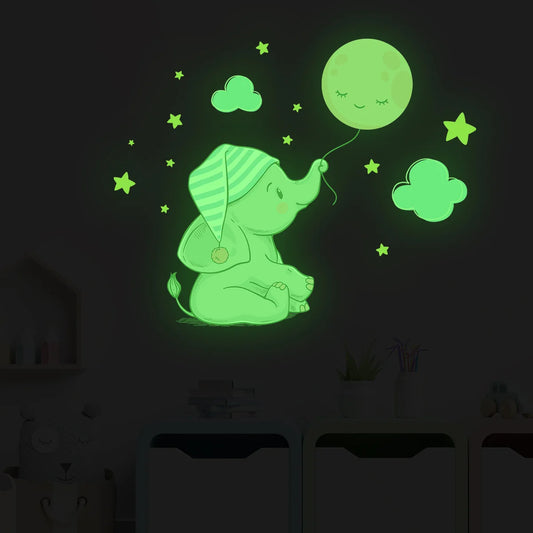 GlowElephant™ Schattige Olifant Ballon Ster Muurstickers - LittleWonders