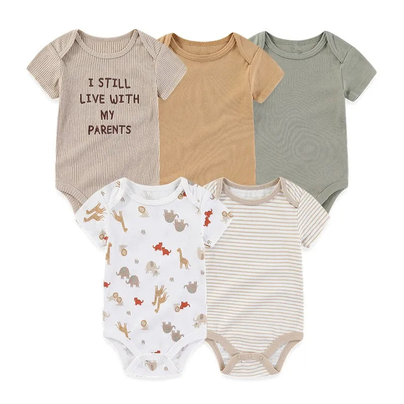 BabyCuddle™ – 5 Pack Rompertjes - LittleWonders
